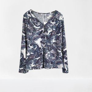MOQIVGI Women's Paisley Print Jersey Top Size L